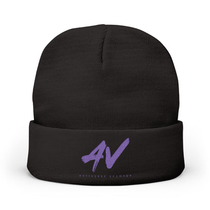Artiverse Records AV Casual Knit Beanie (Purple Embroidery)