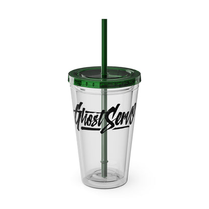Ghost Servo Tumbler with Straw, 16oz